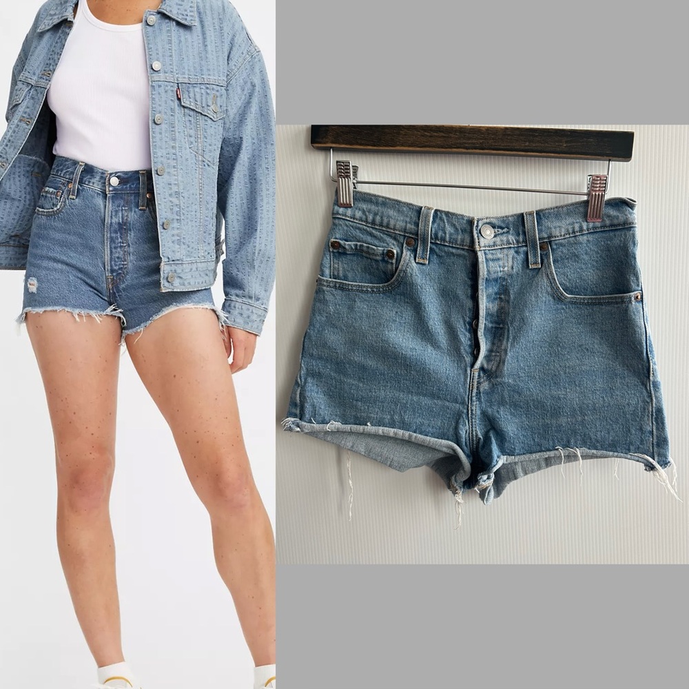 Levi's High Waist Denim Cutoff Shorts - Blue